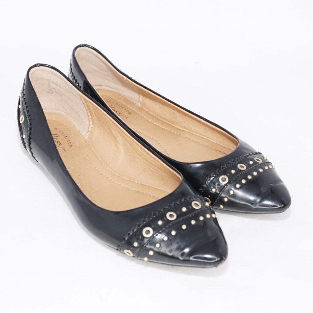 Bass Layla Black Pointed-Toe Ballet Flats, Size 6